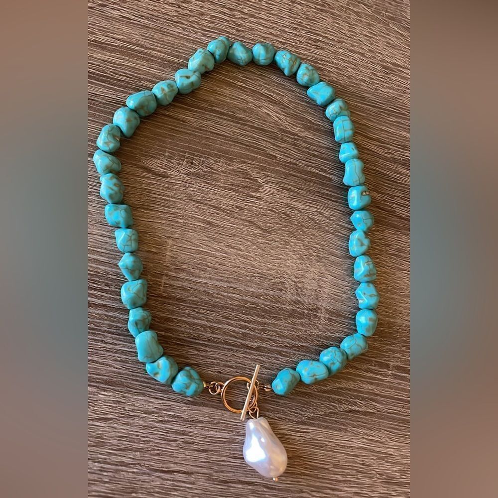Turquoise stope summer necklace A283 - Picture 2 of 3